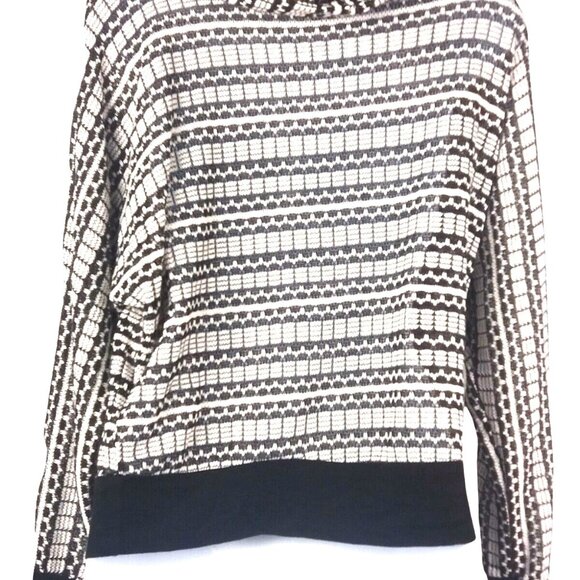 Chenault Cowl Neck Sweater Top Black White Medium Relaxed Long Sleeve Classic - Picture 5 of 9